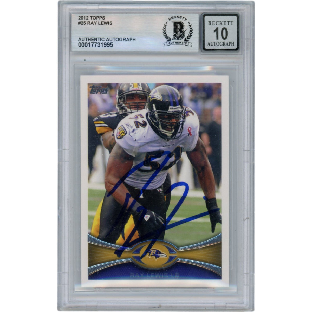 Ray Lewis Baltimore Ravens Signed Card - 2012 Topps #25 Slabbed Beckett Beckett-Powers Sports Memorabilia