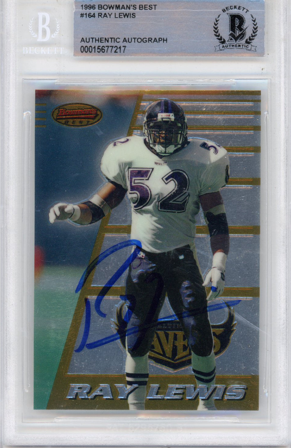 Ray Lewis Baltimore Ravens Signed Card - 1996 Bowmans Best #164 Slabbed Beckett-Powers Sports Memorabilia
