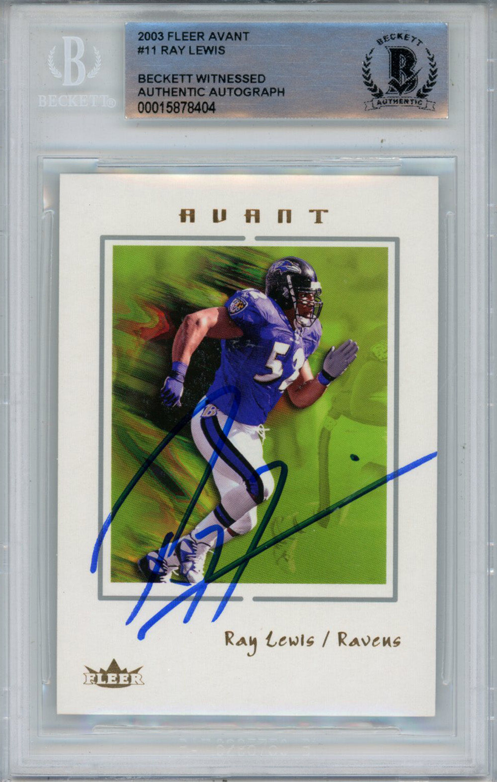 Ray Lewis 2003 Fleer Avant #11 Trading Signed Card-Powers Sports Memorabilia