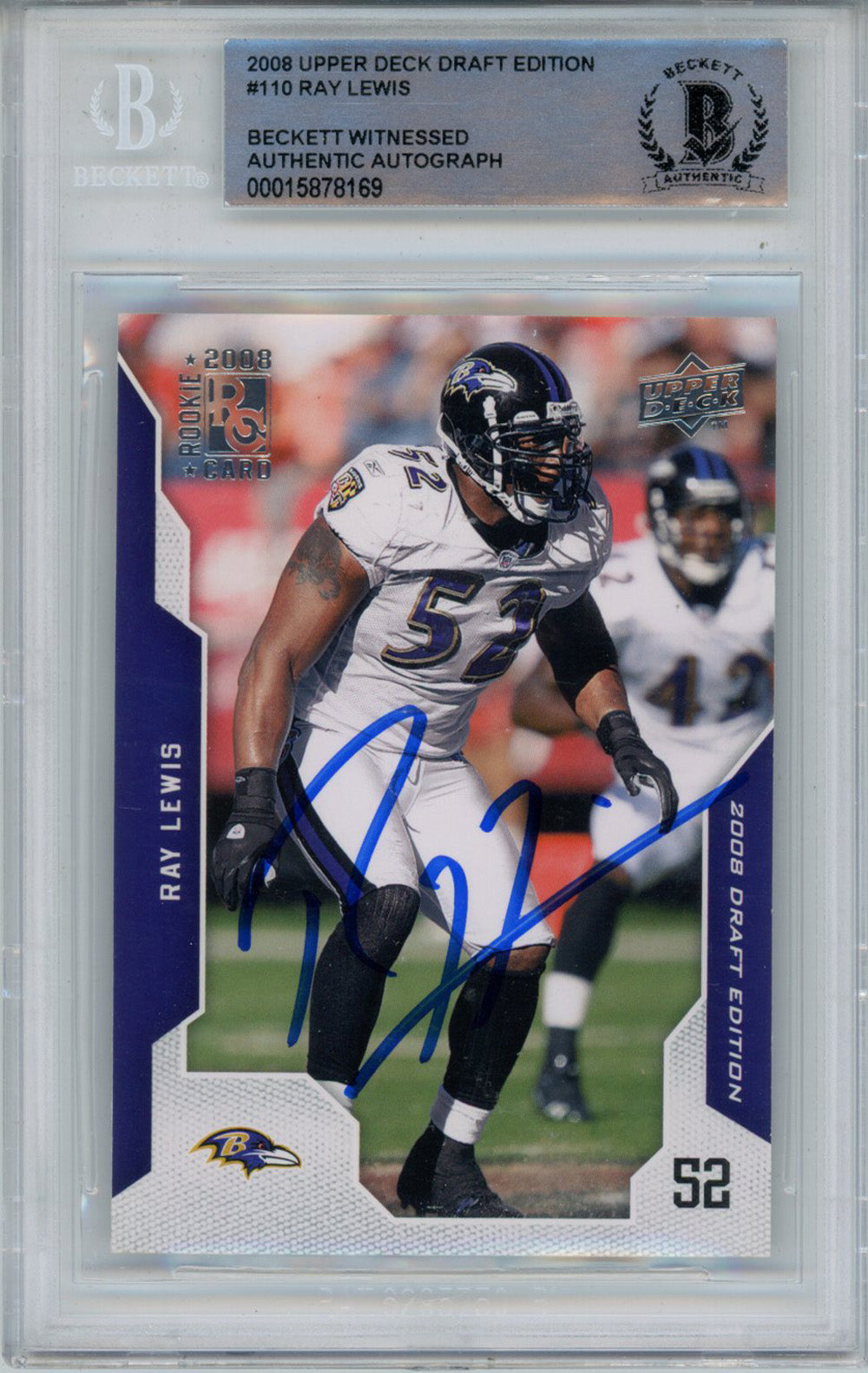 Ray Lewis 2008 Upper Deck Draft Edition #110 Trading Signed Card-Powers Sports Memorabilia