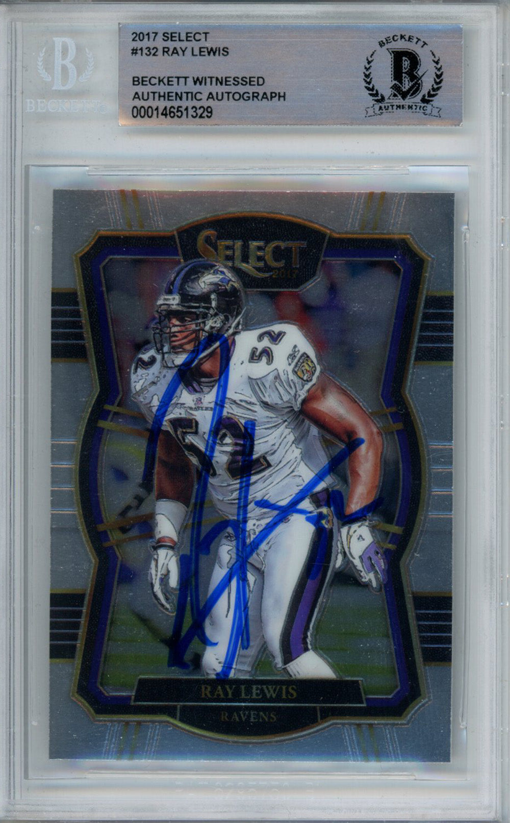 Ray Lewis 2017 Panini Select #132 Trading Signed Card-Powers Sports Memorabilia
