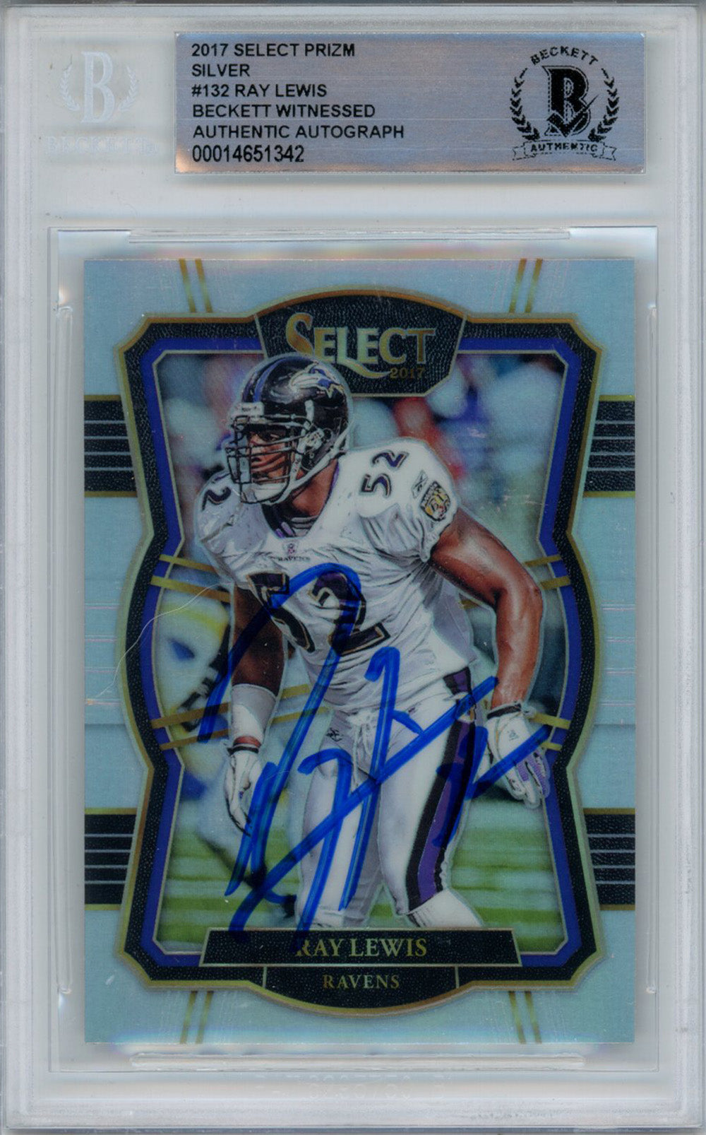 Ray Lewis 2017 Panini Select #132 Trading Signed Card SKU 39291-Powers Sports Memorabilia