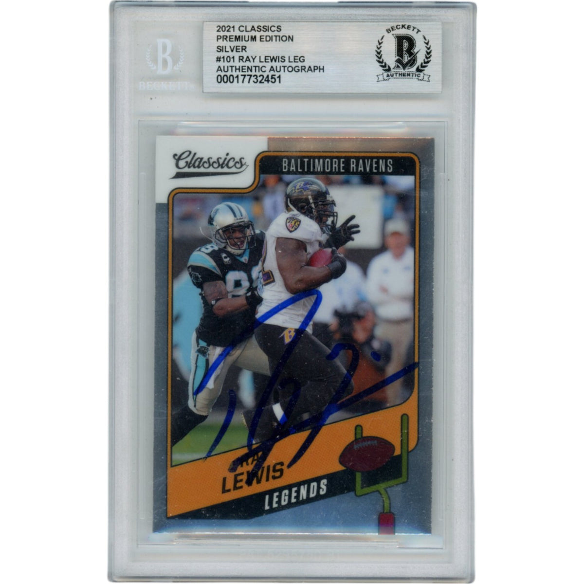 Ray Lewis Baltimore Ravens Signed Card - 2021 Classics Silver Prem. #101 Slabbed Beckett Beckett-Powers Sports Memorabilia