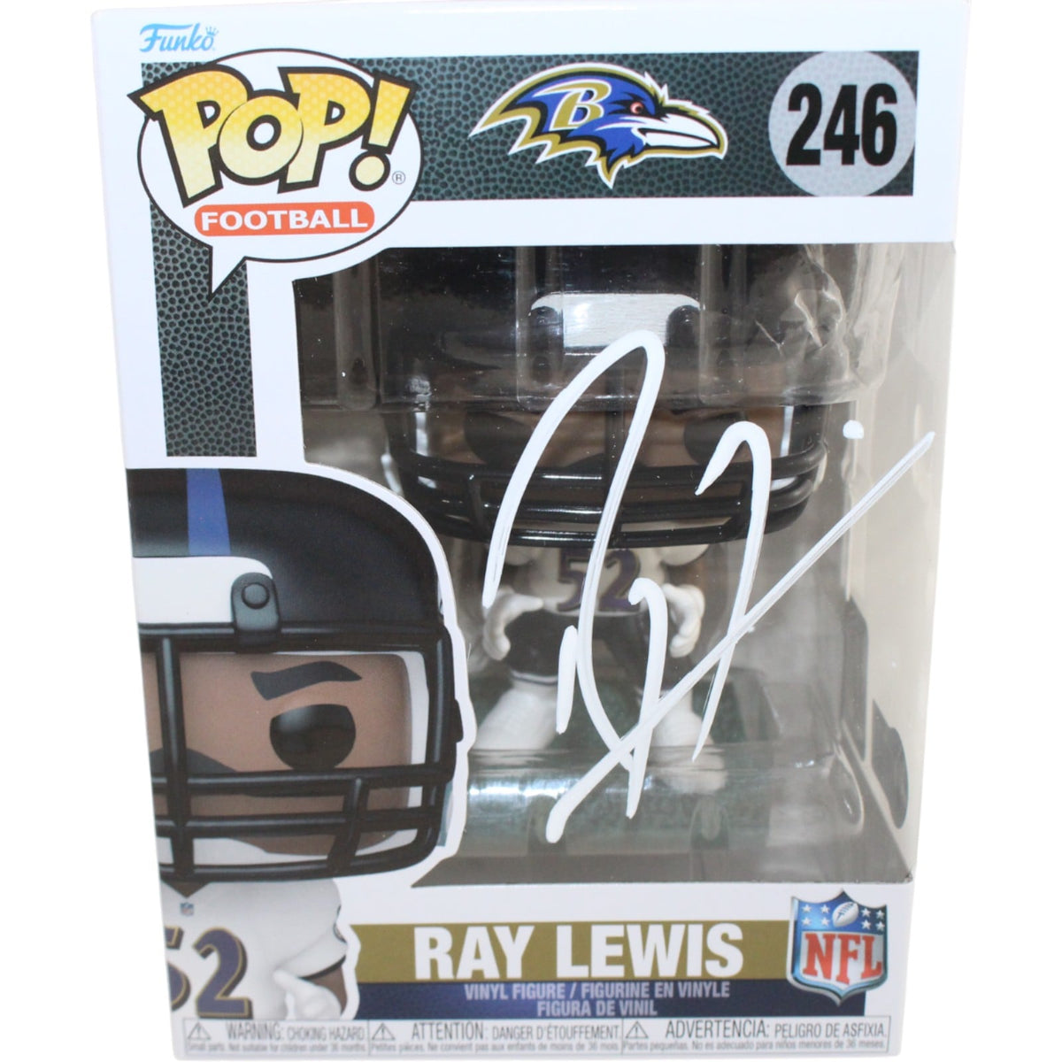 Ray Lewis Signed Baltimore Ravens Funko Pop! #246 – Beckett Witness Authenticated-Powers Sports Memorabilia