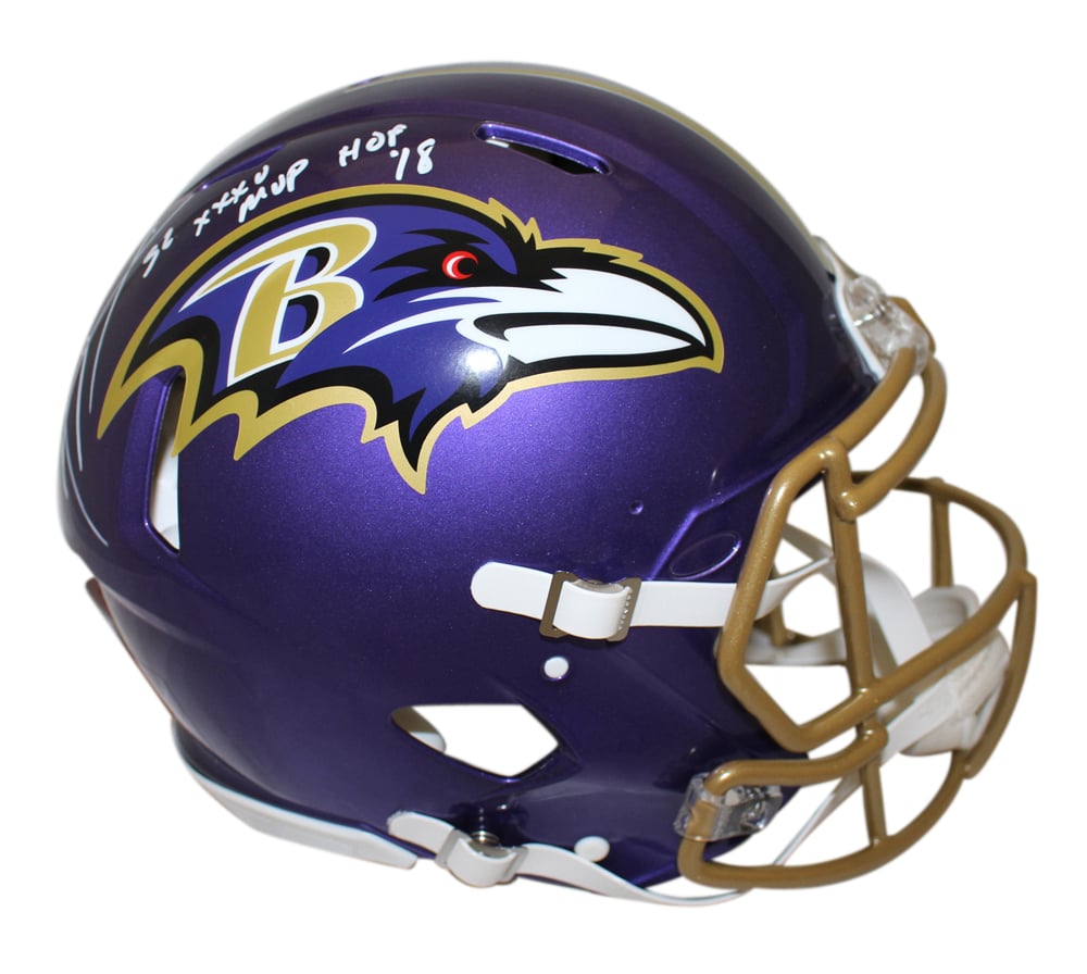Ray Lewis Signed Baltimore Ravens Authentic Flash Helmet MVP HOF – Beckett Authenticated-Powers Sports Memorabilia