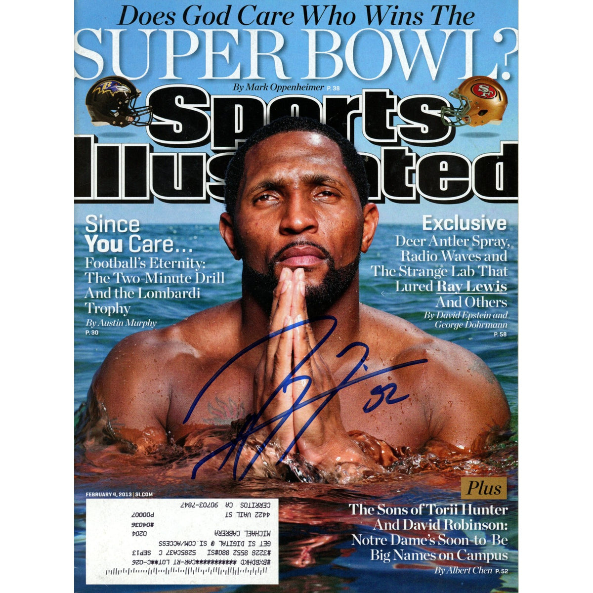 Ray Lewis Baltimore Ravens Signed Sports Illustrated 2/4/13-Powers Sports Memorabilia