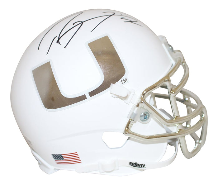 Ray Lewis Signed Miami Hurricanes White Chrome Mini Helmet – Beckett Authenticated-Powers Sports Memorabilia