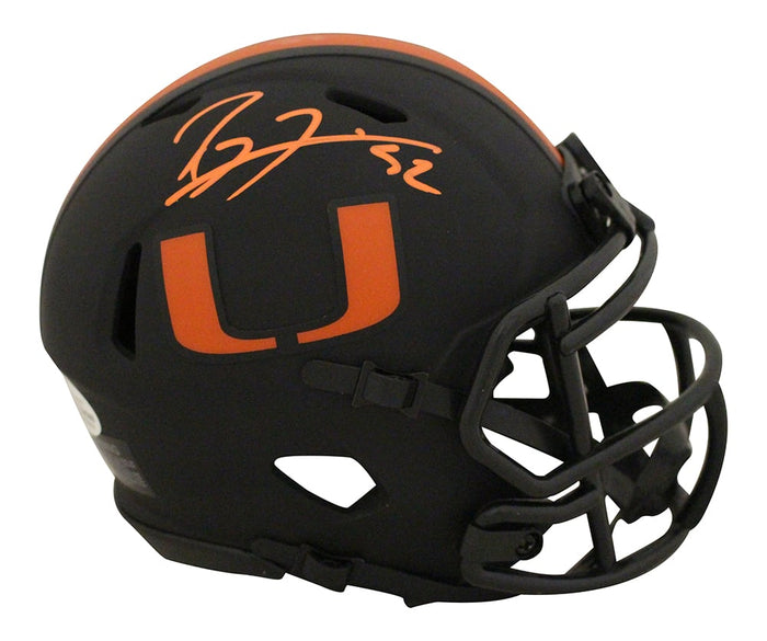 Ray Lewis Signed Miami Hurricanes Eclipse Mini Helmet – Beckett Authenticated-Powers Sports Memorabilia