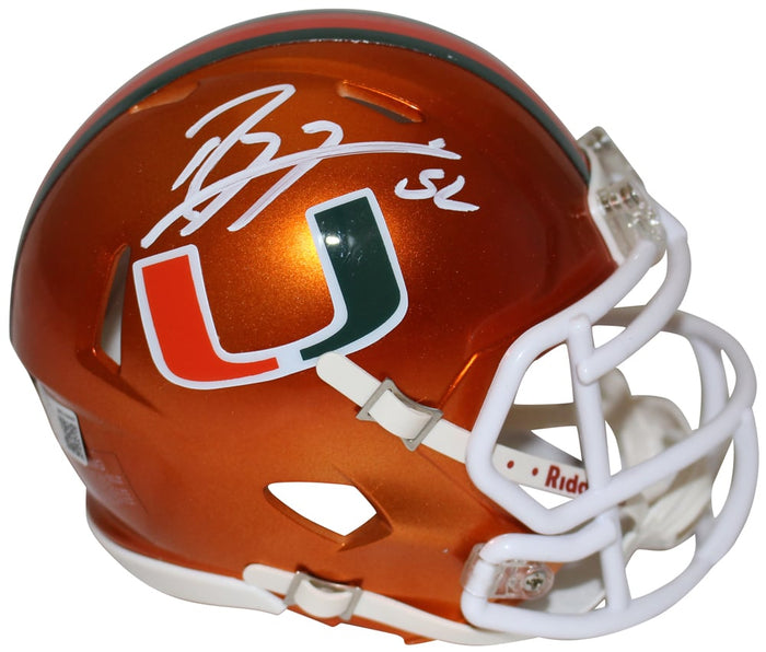 Ray Lewis Signed Miami Hurricanes Flash Speed Mini Helmet – Beckett Authenticated-Powers Sports Memorabilia