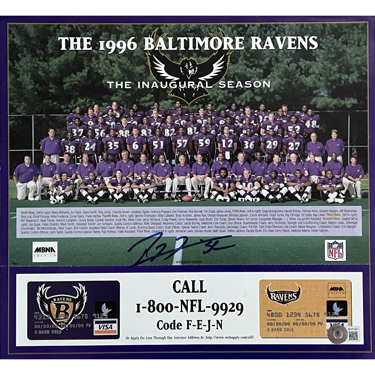 Ray Lewis Baltimore Ravens Signed Mini Helmet - 1996 Team Roster Beckett Beckett-Powers Sports Memorabilia