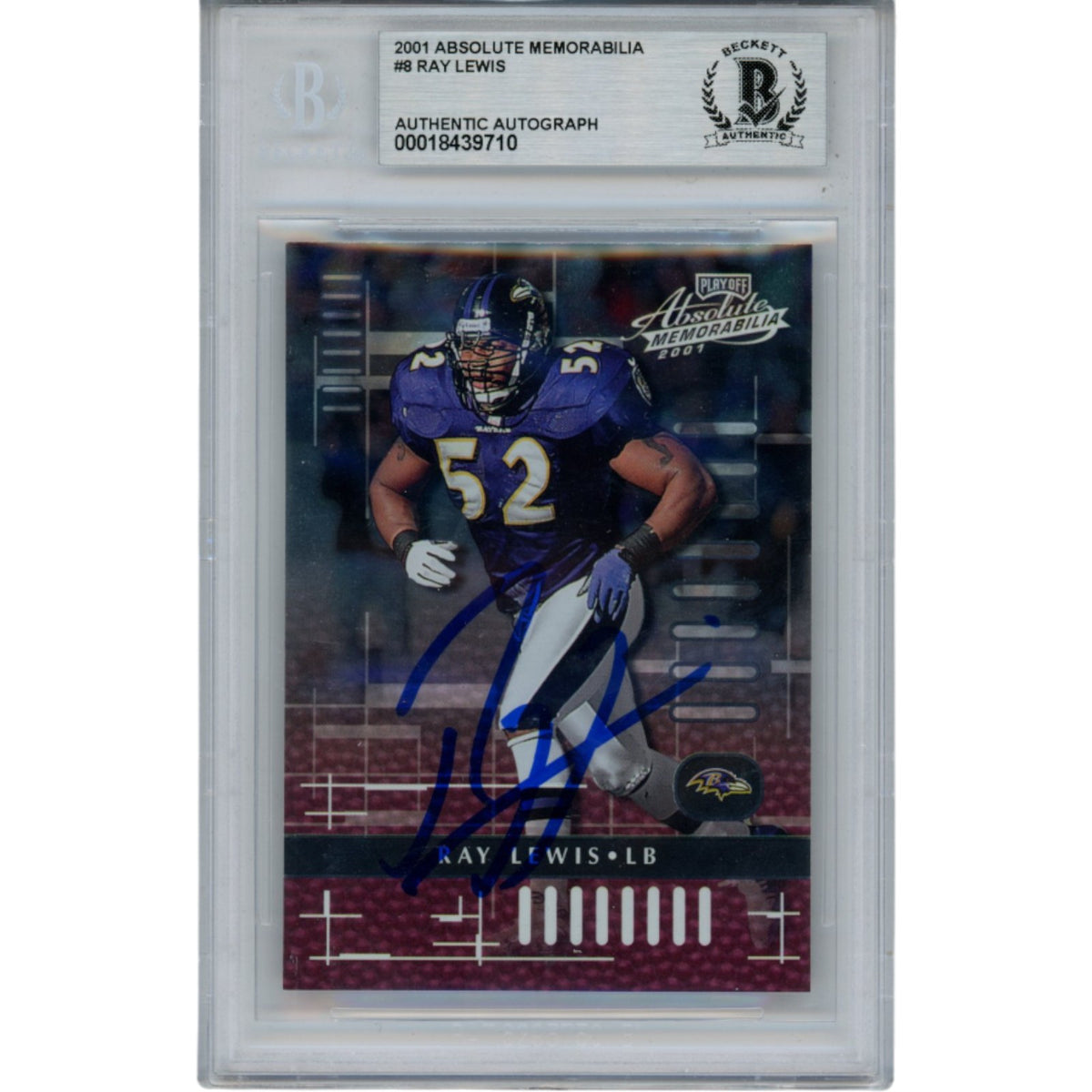 Ray Lewis Baltimore Ravens Signed Card - 2001 Absolute #8 Slab Beckett Beckett-Powers Sports Memorabilia