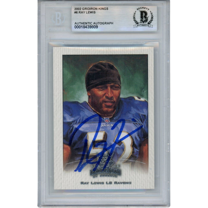 Ray Lewis Signed 2002 Donruss GridIron Kings #6 Trading Card – Beckett Authenticated-Powers Sports Memorabilia