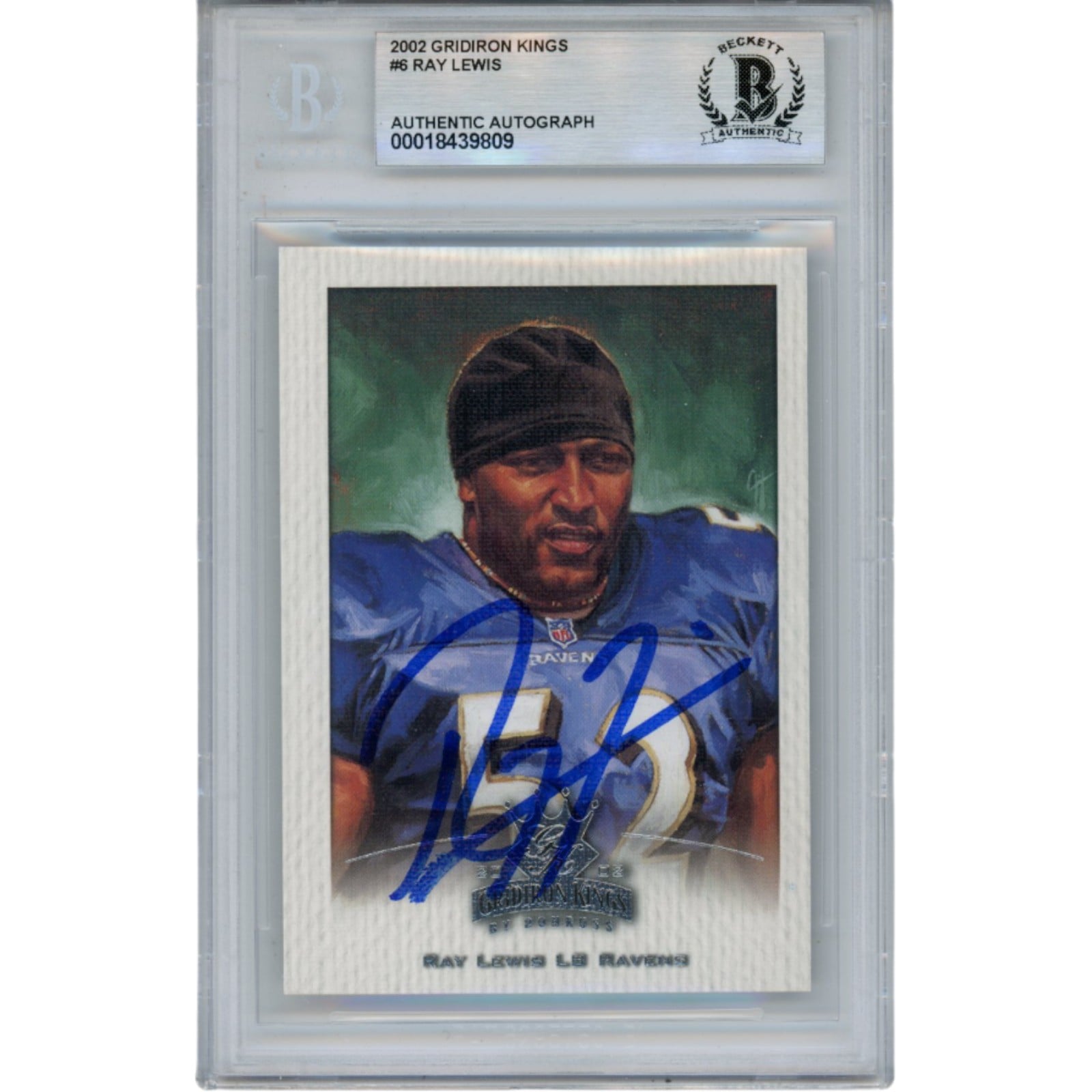 Ray Lewis Signed 2002 Donruss GridIron Kings #6 Trading Card – Beckett Authenticated-Powers Sports Memorabilia