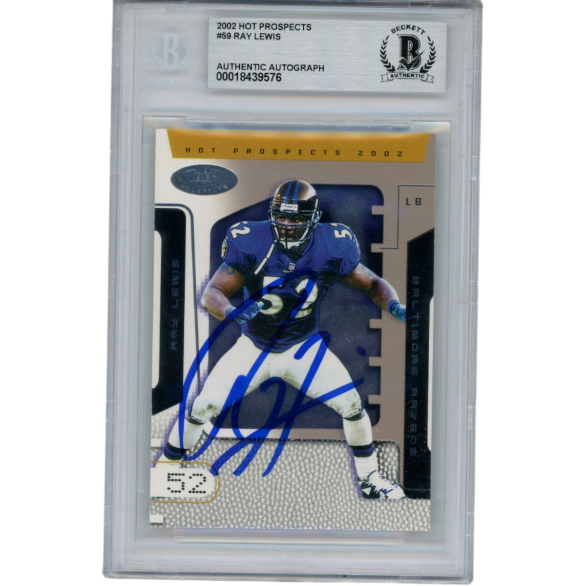 Ray Lewis 2002 Fleer Hot Prospects #59 Trading Signed Card-Powers Sports Memorabilia