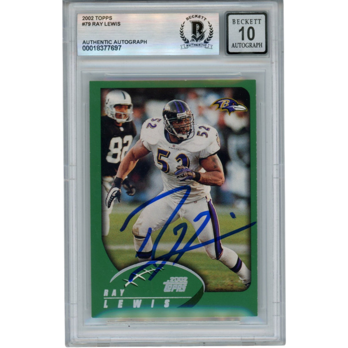 Ray Lewis 2002 Topps #79 Trading Signed Card-Powers Sports Memorabilia