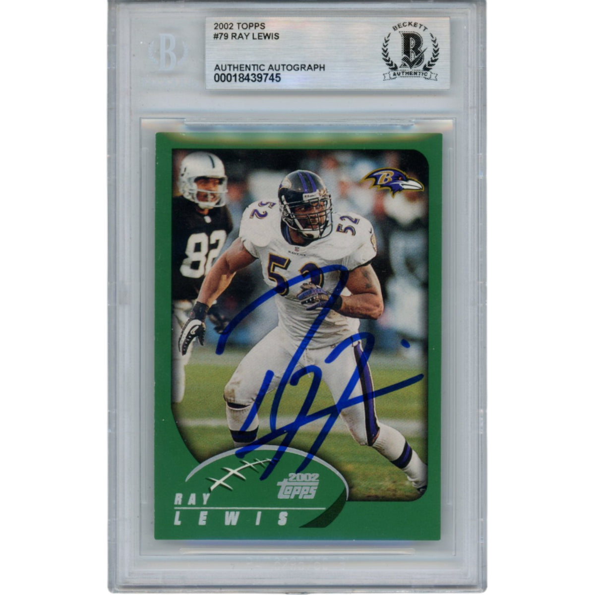 Ray Lewis Baltimore Ravens Signed Card - 2002 Topps #79 Slab Beckett Beckett-Powers Sports Memorabilia