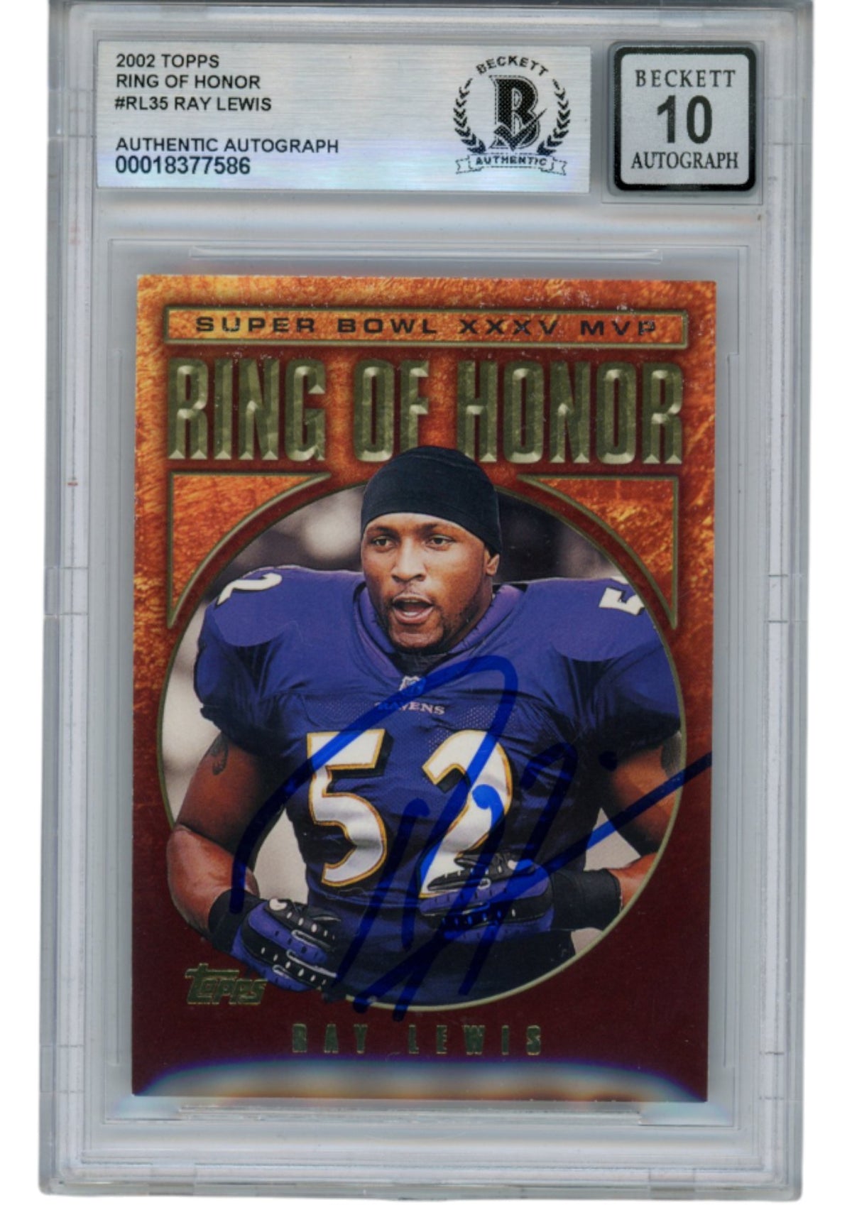 Ray Lewis 2002 Topps Chrome ROH #RL35 Trading Signed Card-Powers Sports Memorabilia