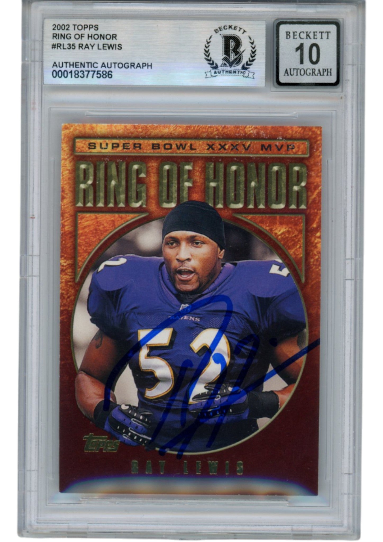 Ray Lewis 2002 Topps Chrome ROH #RL35 Trading Signed Card-Powers Sports Memorabilia