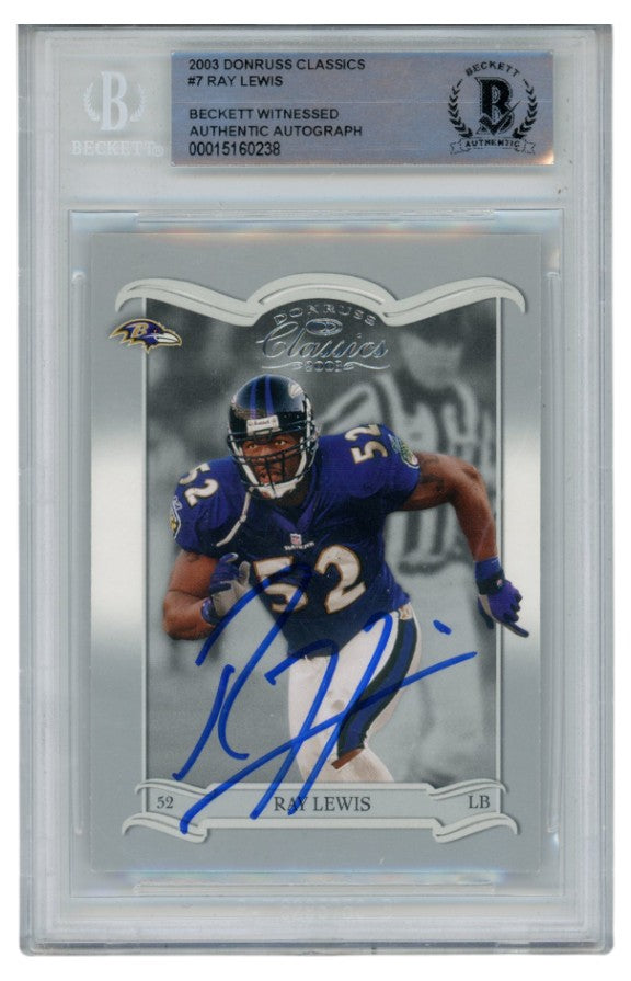 Ray Lewis Baltimore Ravens Signed Card - 2003 Donruss Classics #7 Beckett Beckett-Powers Sports Memorabilia