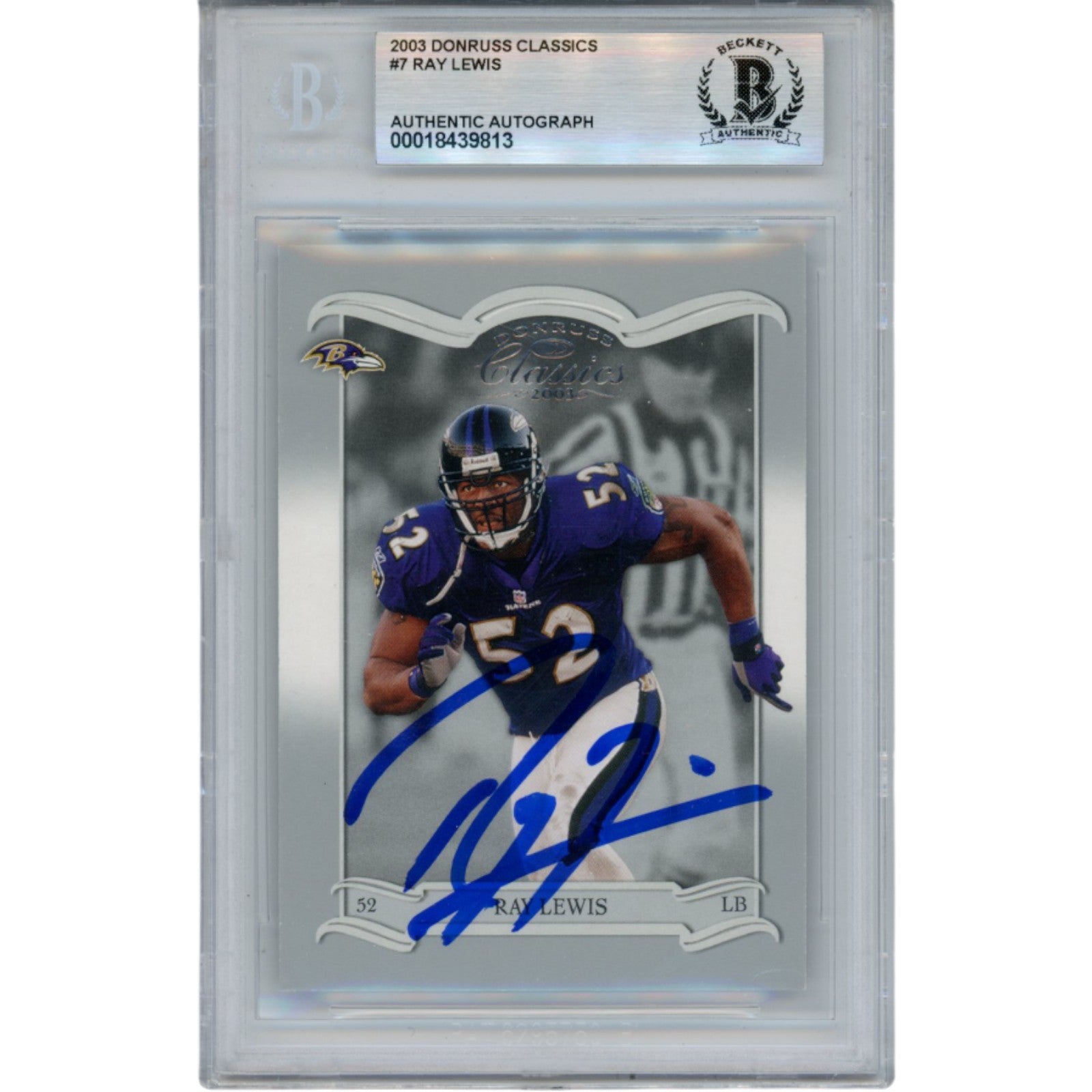 Ray Lewis 2003 Donruss Classics #7 Trading Signed Card Slab-Powers Sports Memorabilia