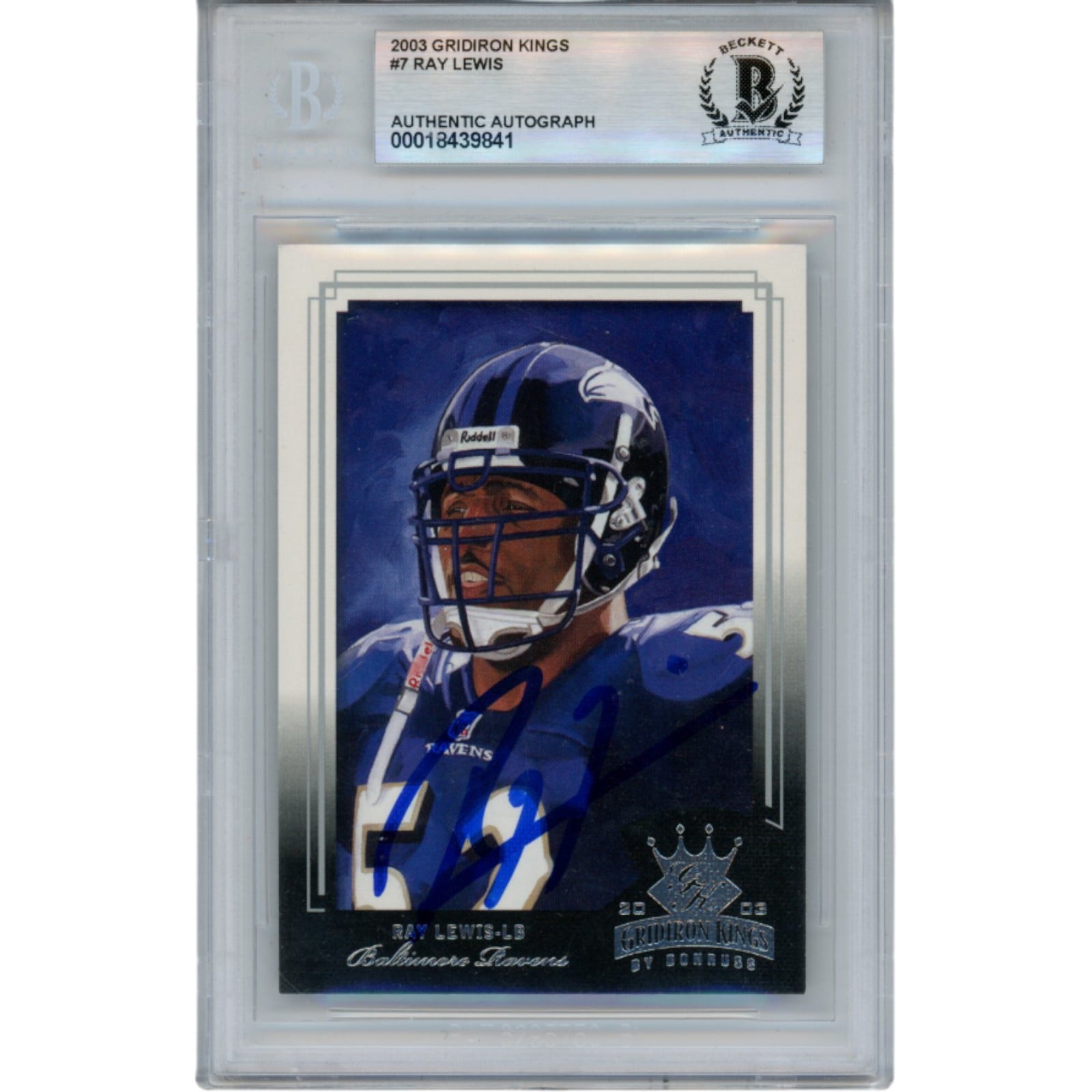 Ray Lewis Signed 2003 Donruss GridIron Kings #7 Trading Card – Beckett Authenticated-Powers Sports Memorabilia