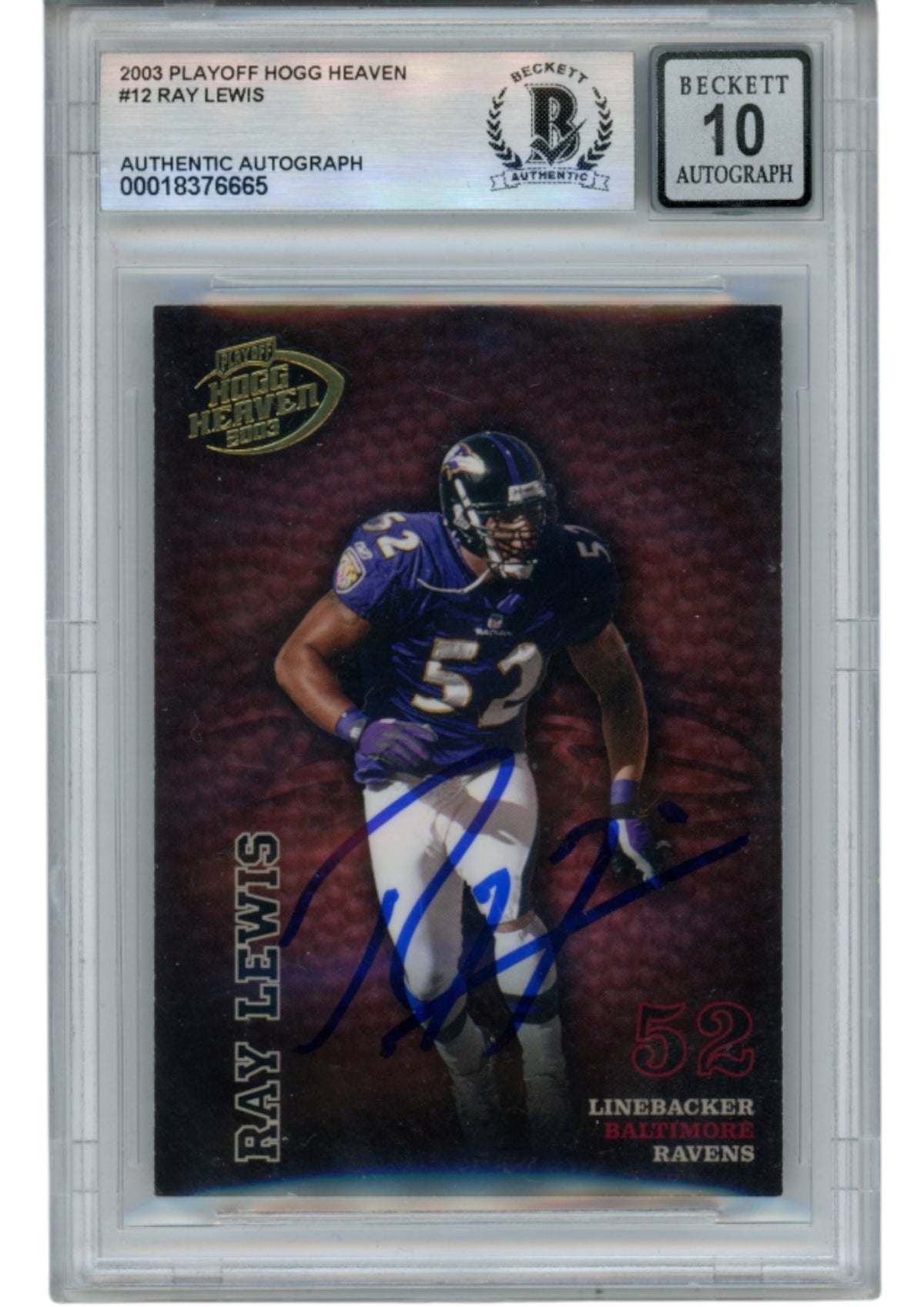 Ray Lewis Baltimore Ravens Signed Card - 2003 Playoff Hogg Heaven #12 Beckett Beckett-Powers Sports Memorabilia