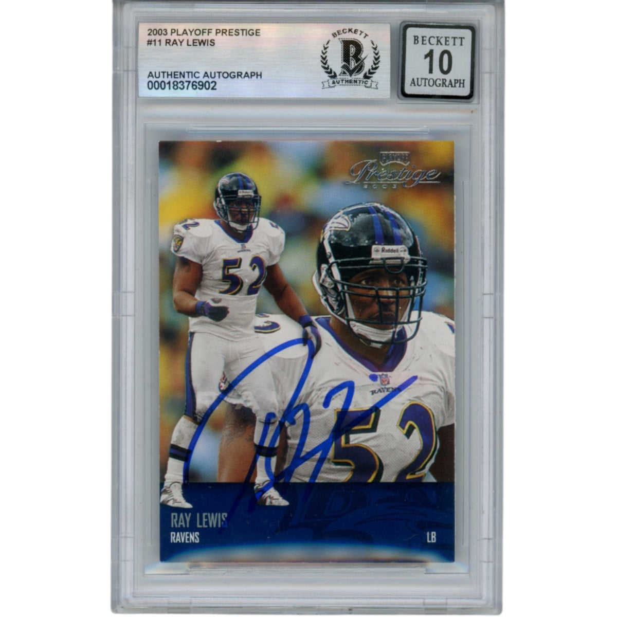 Ray Lewis Baltimore Ravens Signed Card - 2003 Presige Xtra Points #11 Beckett Beckett-Powers Sports Memorabilia