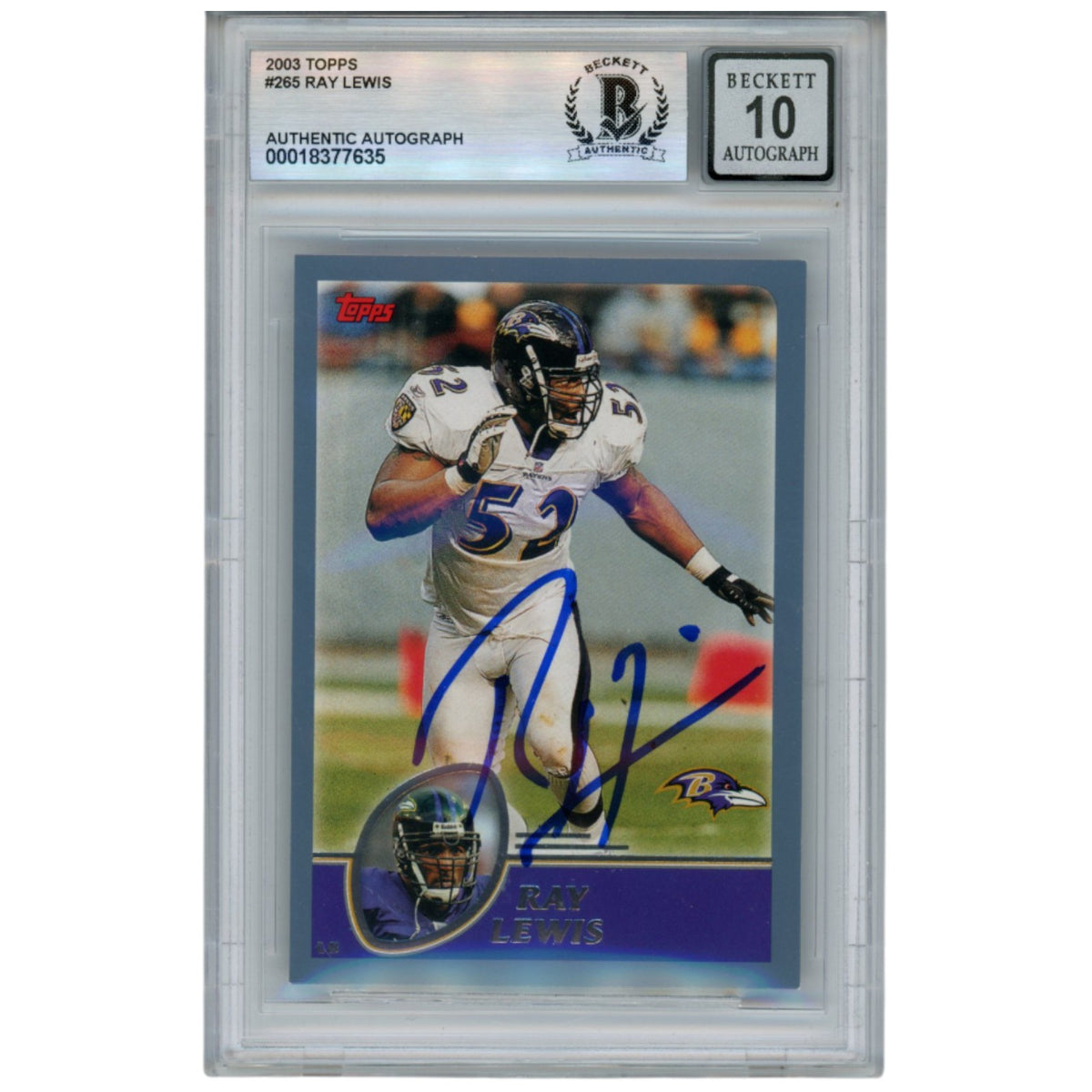 Ray Lewis 2003 Topps #265 Trading Signed Card-Powers Sports Memorabilia