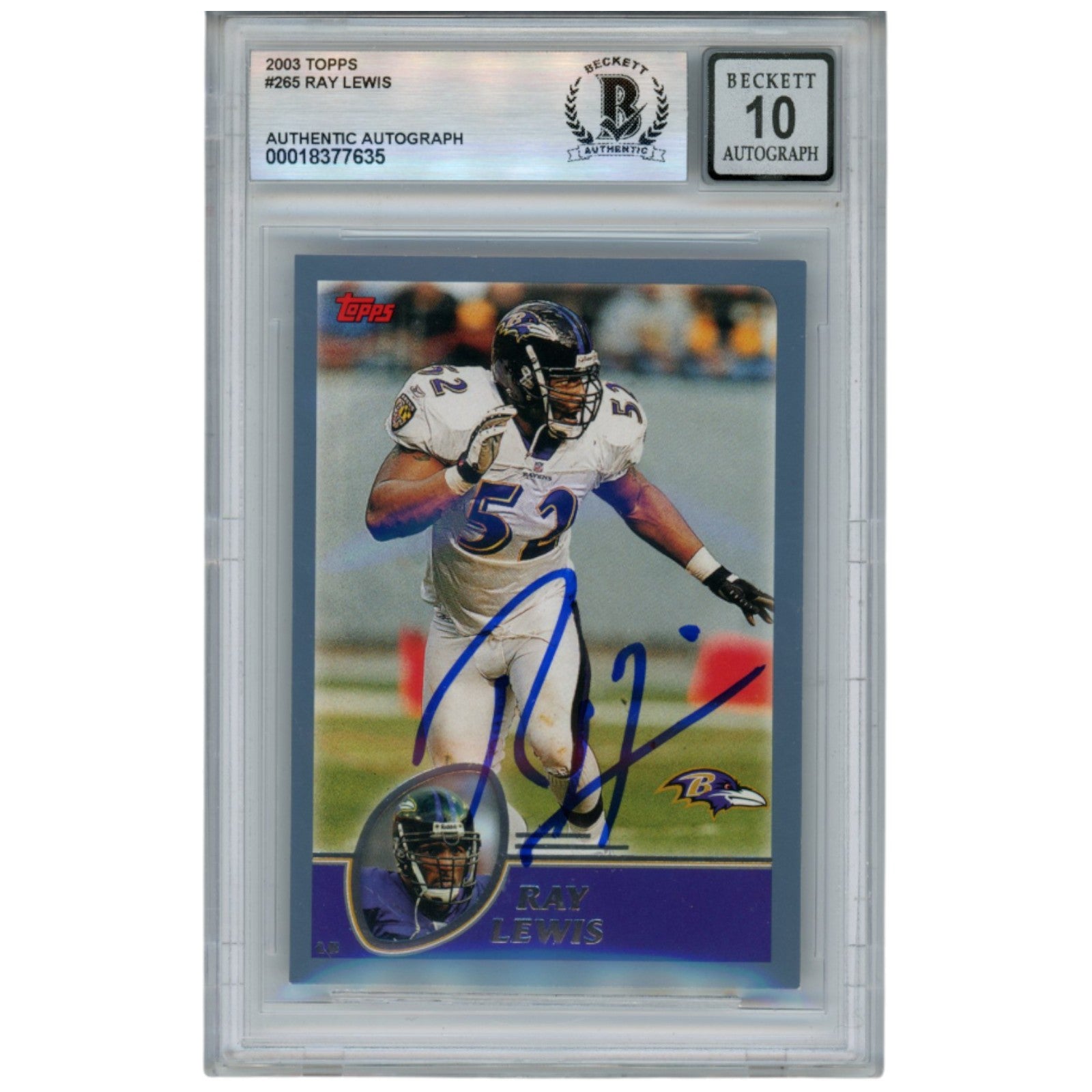 Ray Lewis 2003 Topps #265 Trading Signed Card-Powers Sports Memorabilia