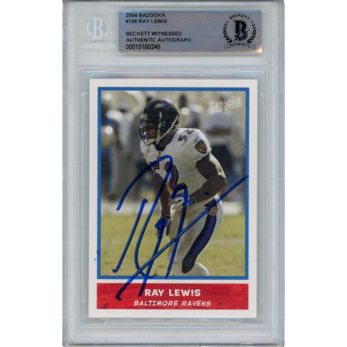 Ray Lewis 04 Topps Bazooka Slabbed Trading Signed Card-Powers Sports Memorabilia