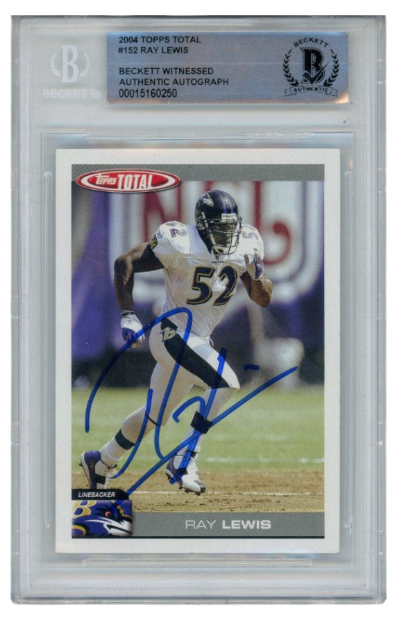Ray Lewis Baltimore Ravens Signed Card - 2004 Topps #152 Slab Beckett Beckett-Powers Sports Memorabilia