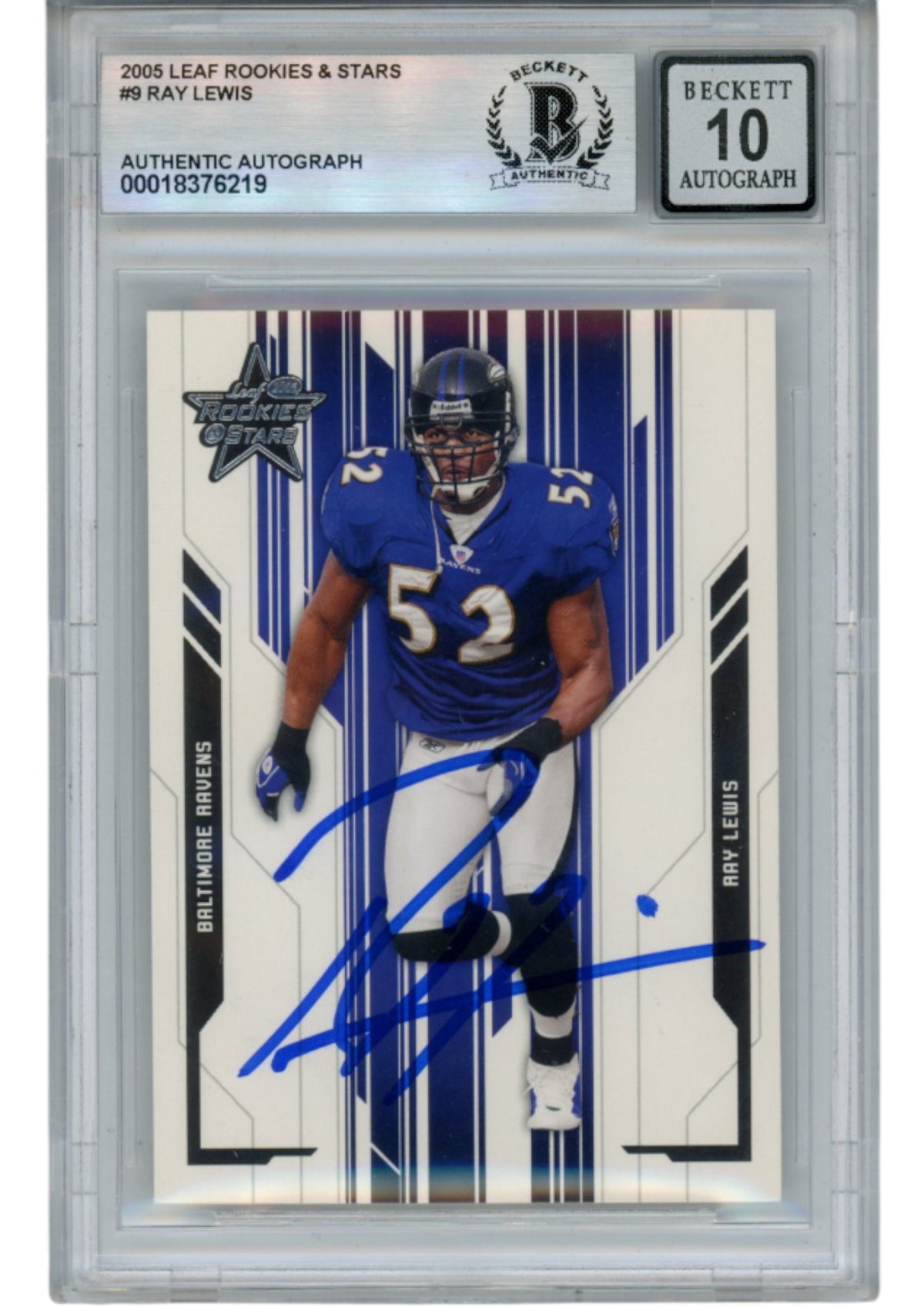 Ray Lewis Baltimore Ravens Signed Card - 2005 Leaf Rookies & Stars #9 Beckett Beckett-Powers Sports Memorabilia