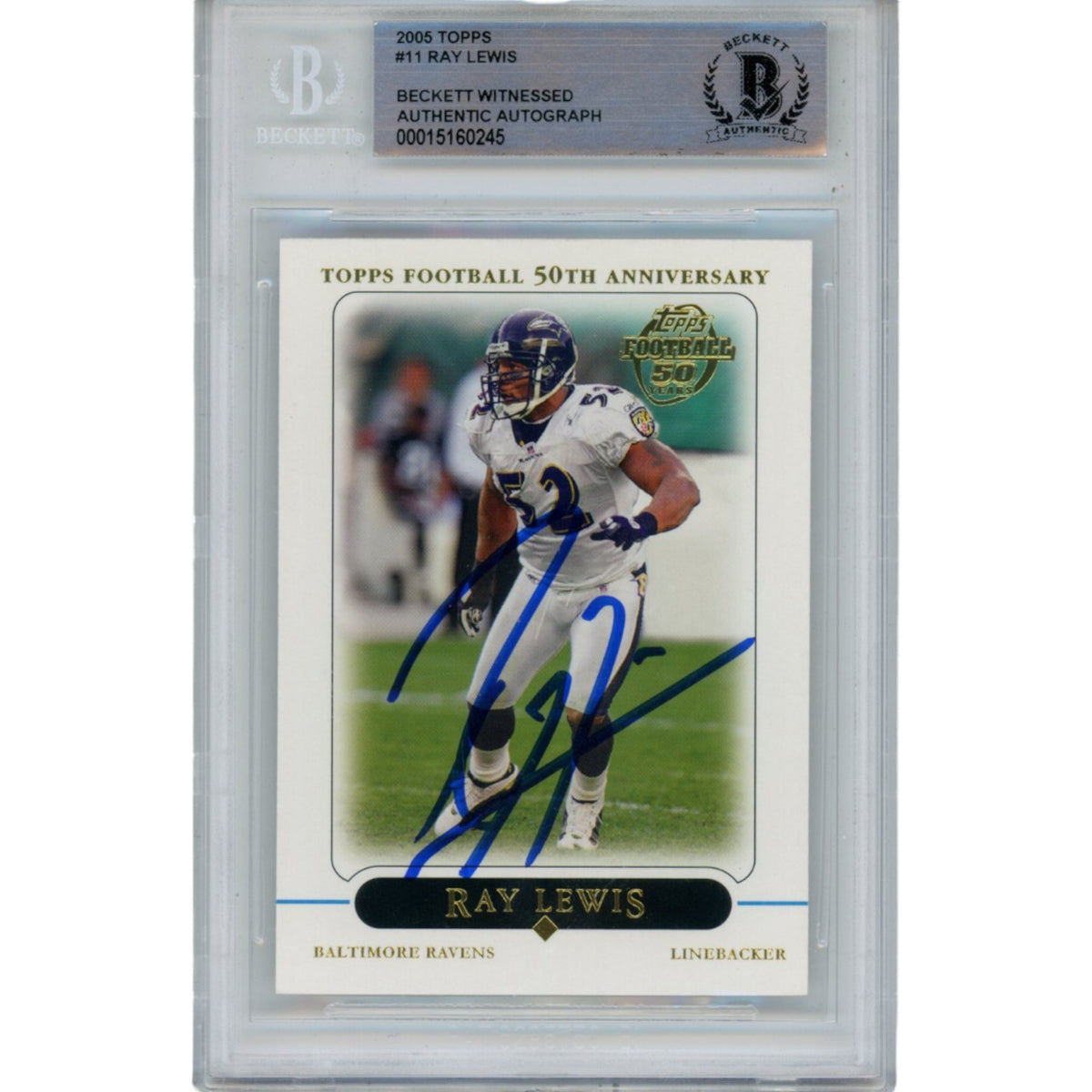 Ray Lewis 2005 Topps 11 Slabbed Trading Signed Card-Powers Sports Memorabilia