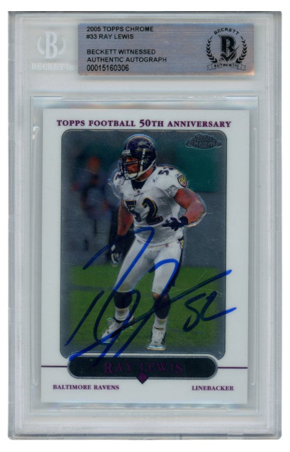Ray Lewis 2005 Topps Chrome #33 Signed Card Slab-Powers Sports Memorabilia
