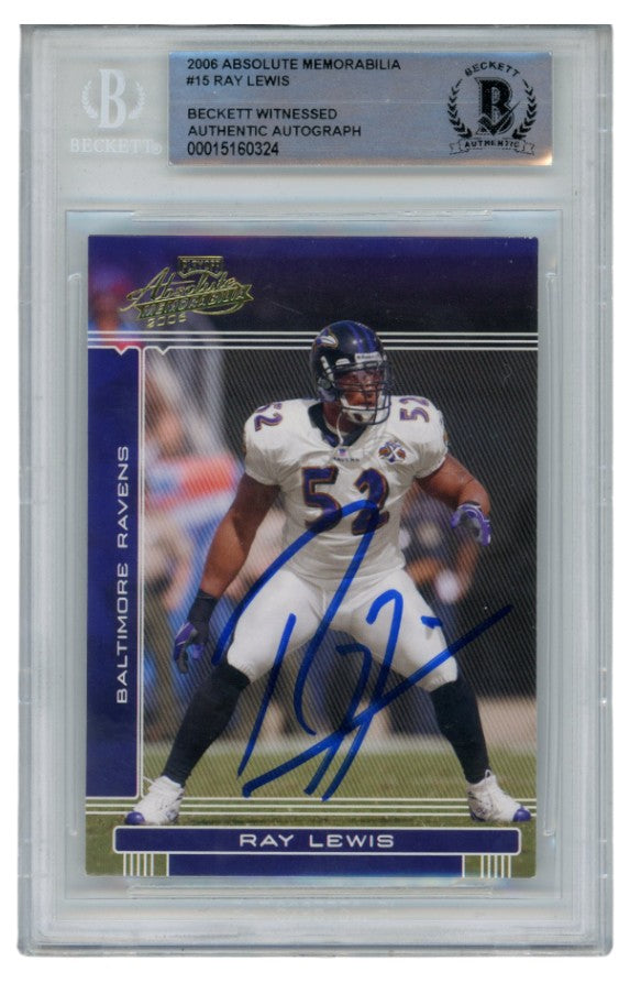 Ray Lewis Baltimore Ravens Signed Card - 2006 Absolute #15 Slab Beckett Beckett-Powers Sports Memorabilia