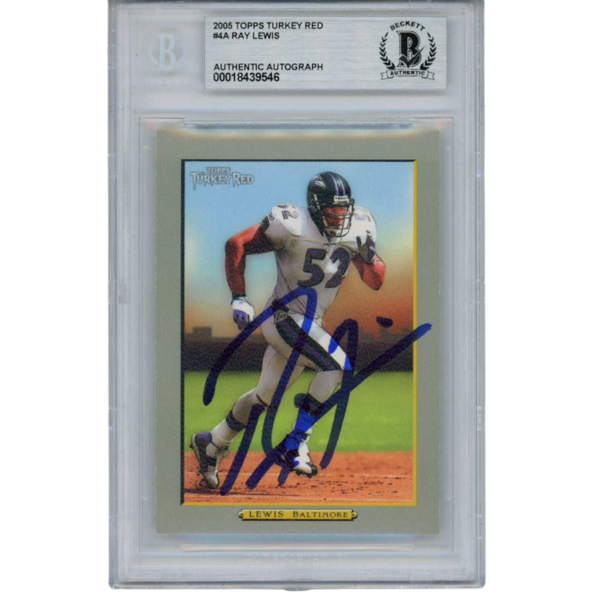 Ray Lewis Baltimore Ravens Signed Card - 2006 Topps Turkey Red #4 Slab Beckett Beckett-Powers Sports Memorabilia
