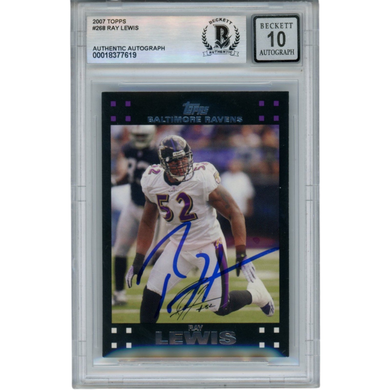 Ray Lewis 2007 Topps #268 Trading Signed Card-Powers Sports Memorabilia