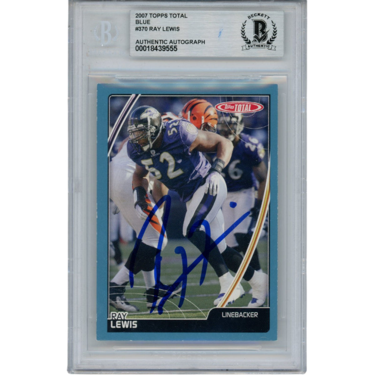 Ray Lewis Baltimore Ravens Signed Card - 2007 Topps Total #370 Slab Beckett Beckett-Powers Sports Memorabilia