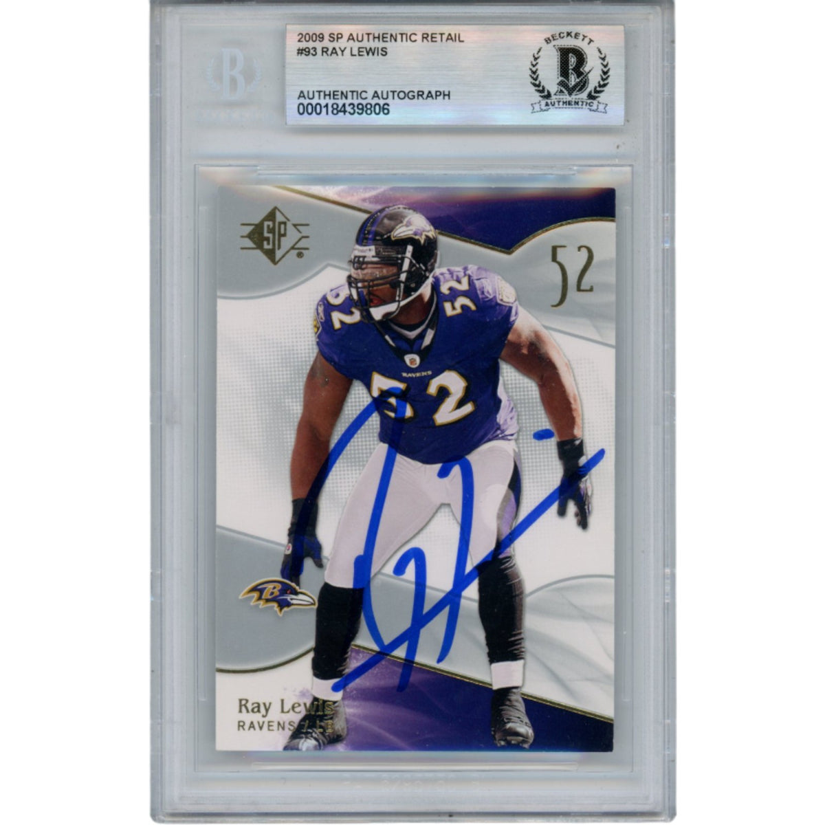 Ray Lewis 2009 UD SP Gold #93 Trading Signed Card Slab-Powers Sports Memorabilia