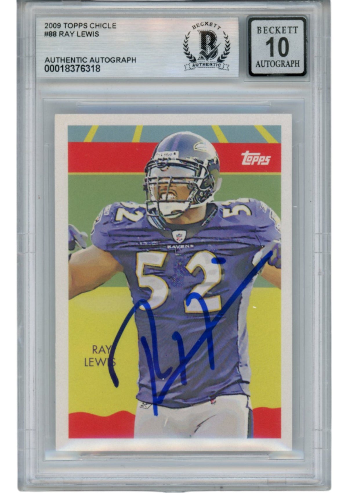 Ray Lewis Baltimore Ravens Signed Card - 2009 Topps Chronicle #88 Beckett Beckett-Powers Sports Memorabilia