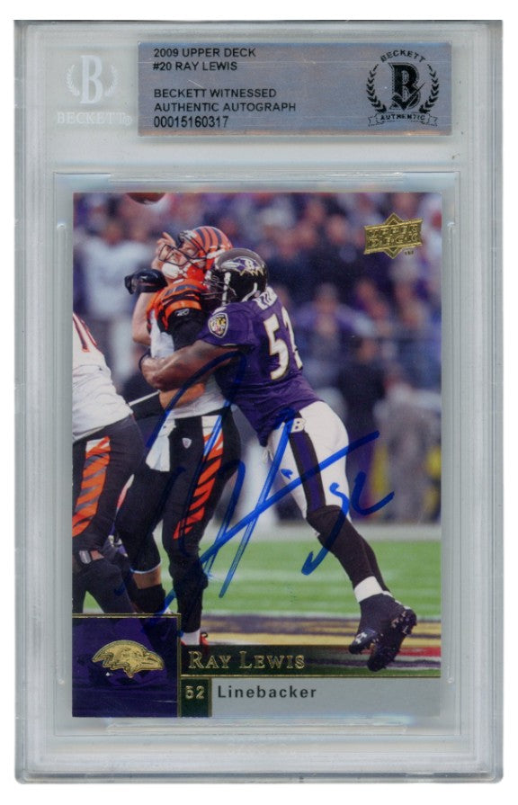 Ray Lewis Baltimore Ravens Signed Card - 2009 Upper Deck #20 Beckett Beckett-Powers Sports Memorabilia