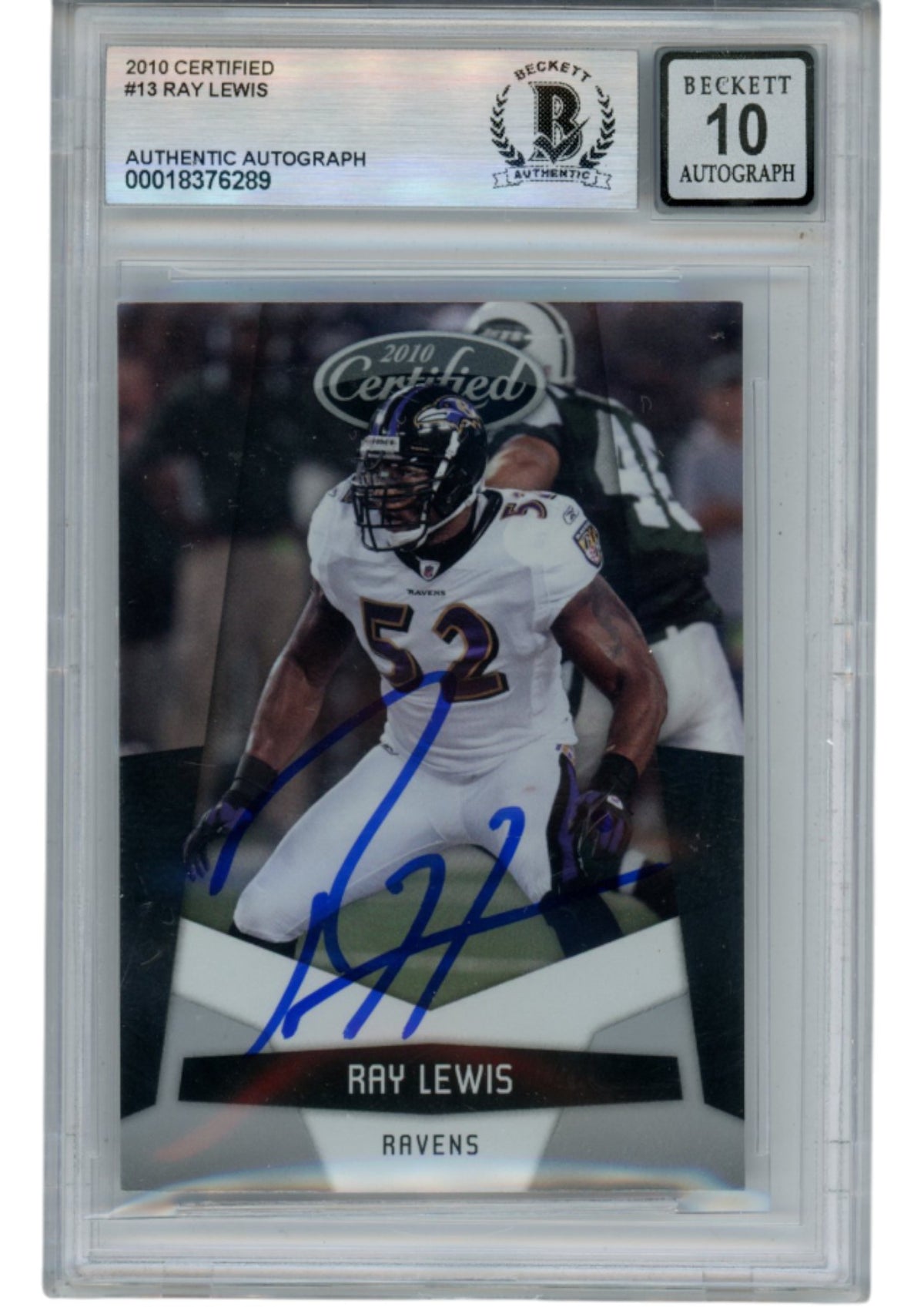 Ray Lewis Baltimore Ravens Signed Card - 2010 Certified #13 Beckett Beckett-Powers Sports Memorabilia