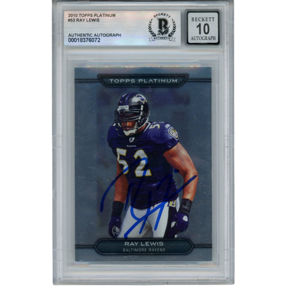 Ray Lewis Baltimore Ravens Signed Card - 2010 Topps Platinum #53 Beckett Beckett-Powers Sports Memorabilia
