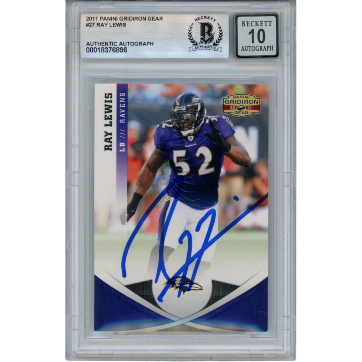 Ray Lewis Baltimore Ravens Signed Card - 2011 Gridiron Gear #27 Beckett Beckett-Powers Sports Memorabilia