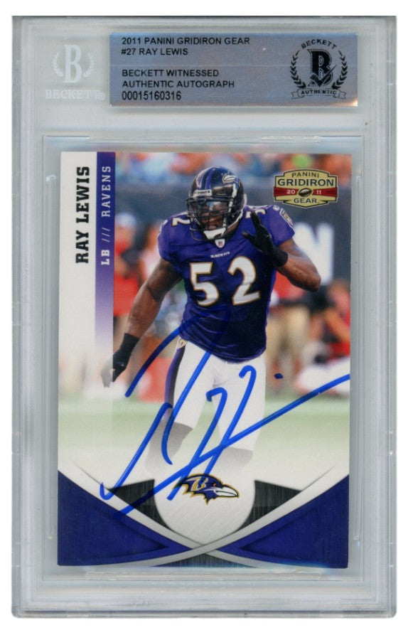 Ray Lewis Baltimore Ravens Signed Card - 2011 Panini Gridiron #27 Beckett Beckett-Powers Sports Memorabilia