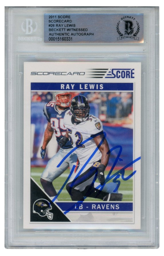 Ray Lewis Baltimore Ravens Signed Card - 2011 Score #26 Slab Beckett Beckett-Powers Sports Memorabilia
