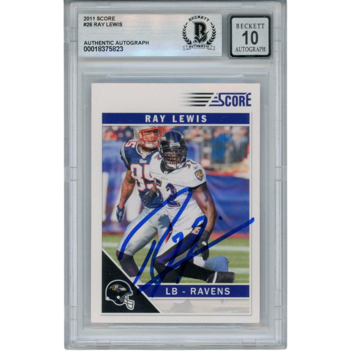 Ray Lewis Baltimore Ravens Signed Card - 2011 Score #26 Beckett Beckett-Powers Sports Memorabilia