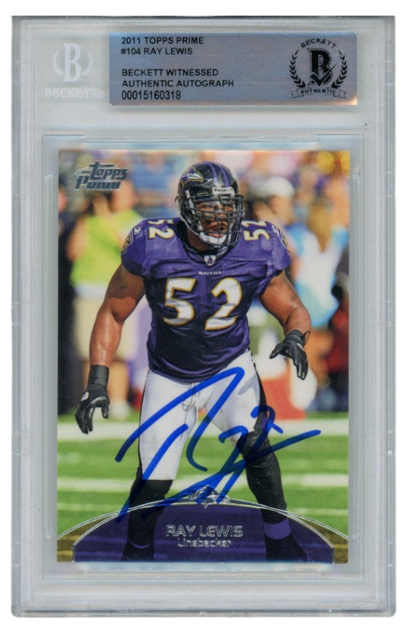Ray Lewis Baltimore Ravens Signed Card - 2011 Topps #104 Slab Beckett Beckett-Powers Sports Memorabilia