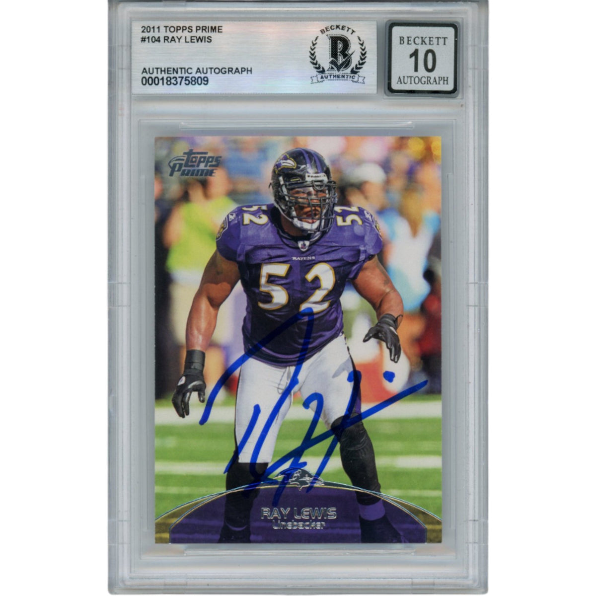 Ray Lewis 2011 Topps Price #104 Trading Signed Card-Powers Sports Memorabilia