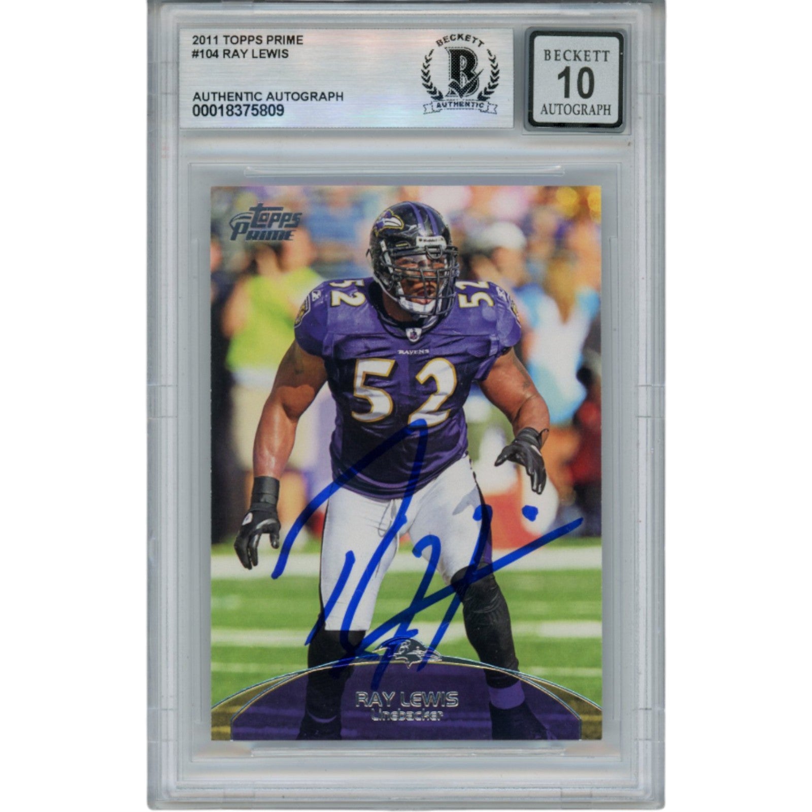 Ray Lewis 2011 Topps Price #104 Trading Signed Card-Powers Sports Memorabilia